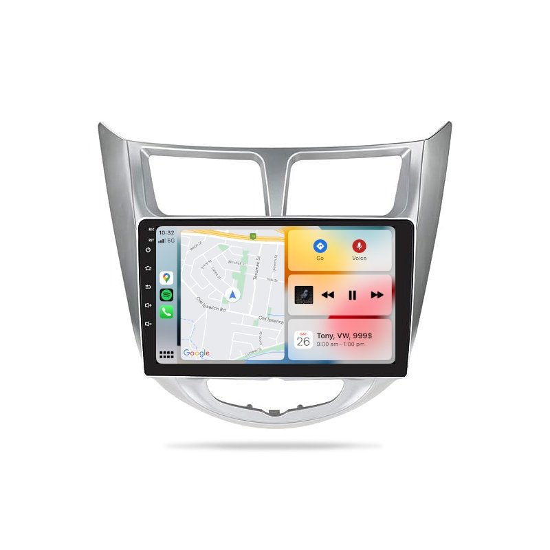 Hyundai Accent 2011-2016 - Premium Head Unit Upgrade Kit: Radio Infotainment System with Wired & Wireless Apple CarPlay and Android Auto Compatibility - baeumer technologies