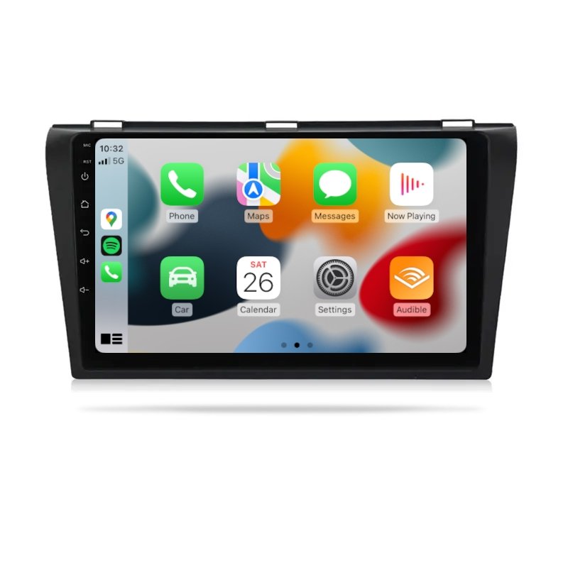 Mazda 3 2004-2009 - Premium Head Unit Upgrade Kit: Radio Infotainment System with Wired & Wireless Apple CarPlay and Android Auto Compatibility - baeumer technologies