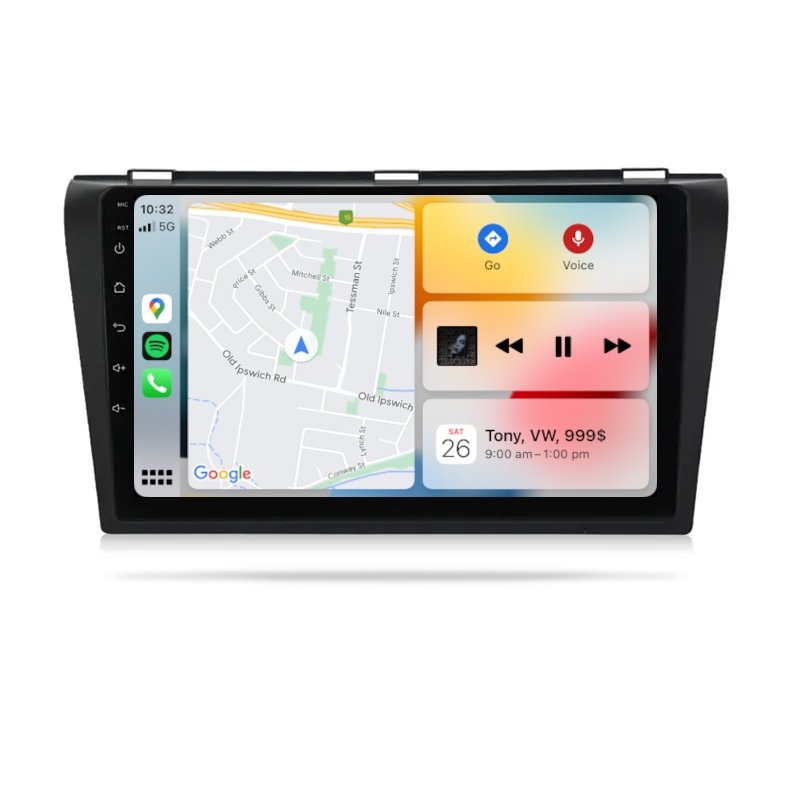 Mazda 3 2004-2009 - Premium Head Unit Upgrade Kit: Radio Infotainment System with Wired & Wireless Apple CarPlay and Android Auto Compatibility - baeumer technologies